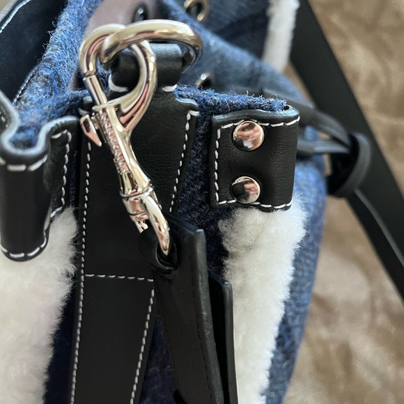 JW Anderson Harris Tweed Blue Plaid Women's Shoulder Bag - Picture 5 of 12